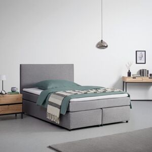 Boxspringová posteľ s toperom, 140x200 Cm, Sivá